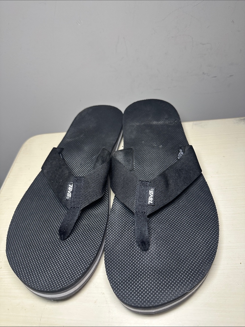 Teva Men's Black Flip-Flop Sandals with Fabric Straps